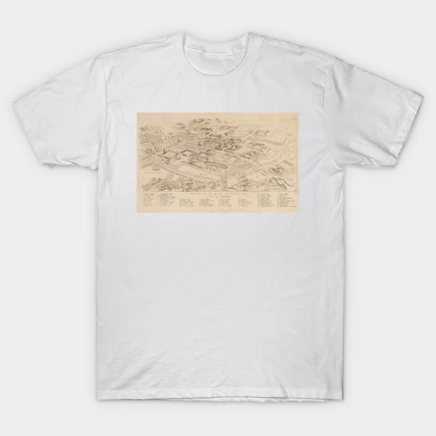 Vintage Pictorial Map of Oxford England (1850) T-Shirt by Bravuramedia
